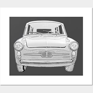 Autobianchi Bianchina 1960s classic car monochrome Posters and Art